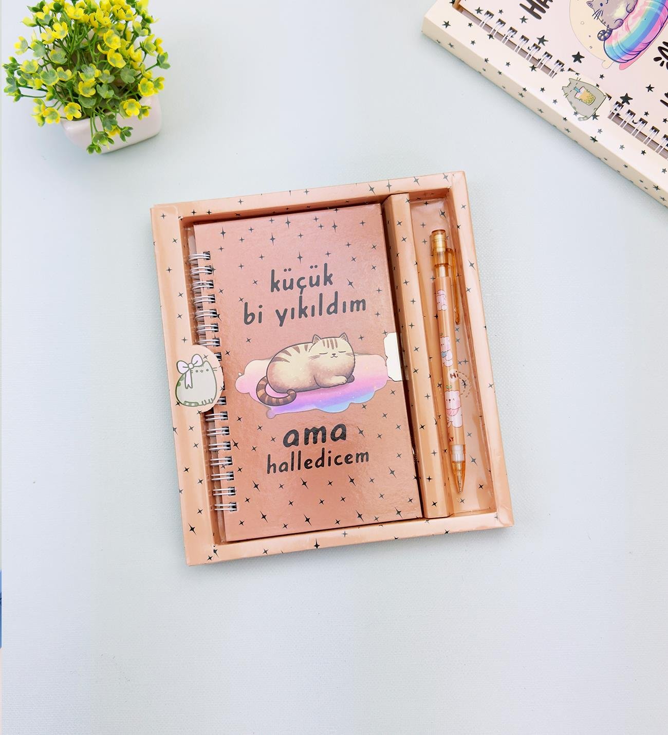 Sevimli Desenli Kilitli Defter ve Kalem SetigiftmodaHN-021-022-023
