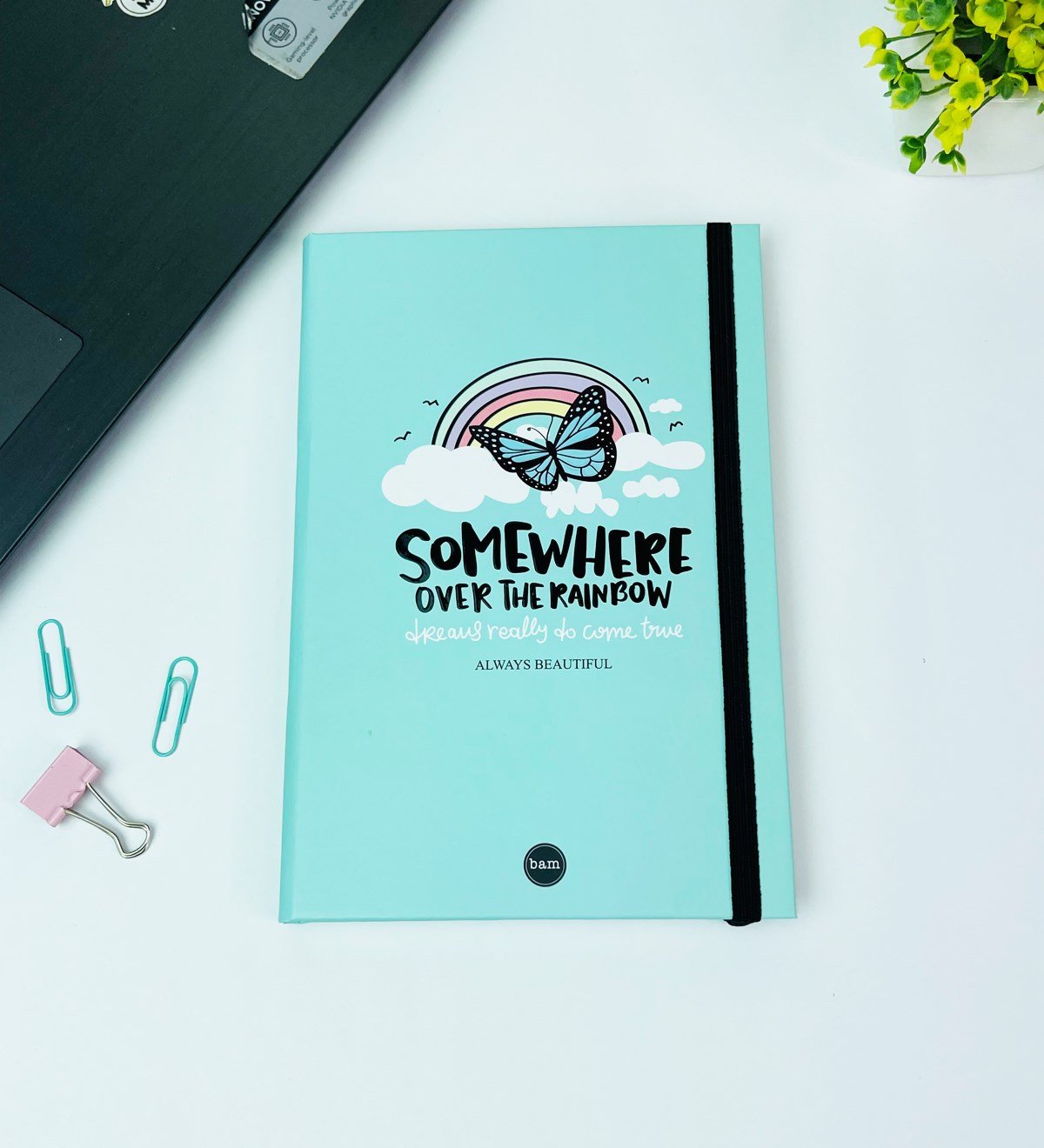 Gökkuşağı Kelebek Tasarımlı Lastikli DeftergiftmodaGmd100442