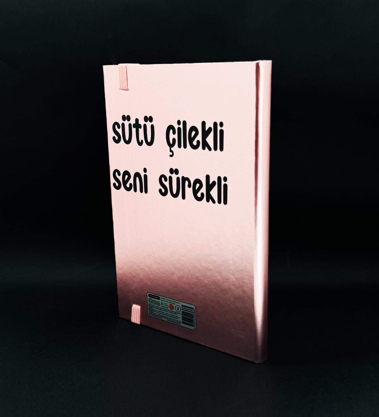 Sütü Çilekli Tasarımlı Metal Kapaklı Lastikli DeftergiftmodaBAM-1189