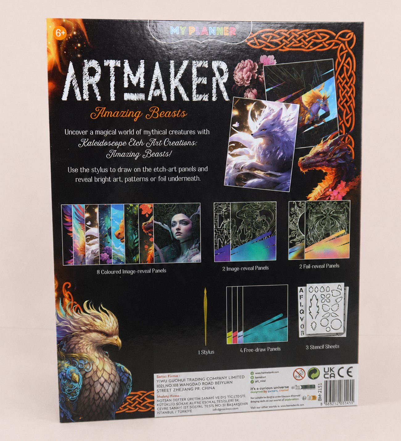 Artmaker Neon Nature Kazımalı Boyama Seti – 16 Panel, Şablon ve Kalemli Scratch Art SetigiftmodaBM-2151
