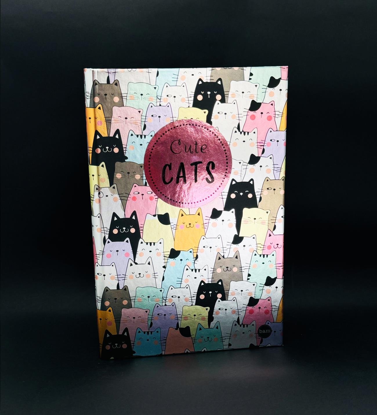 Sevimli Kedi Tasarımlı Metal Kapaklı Lastikli DeftergiftmodaBAM-1198	