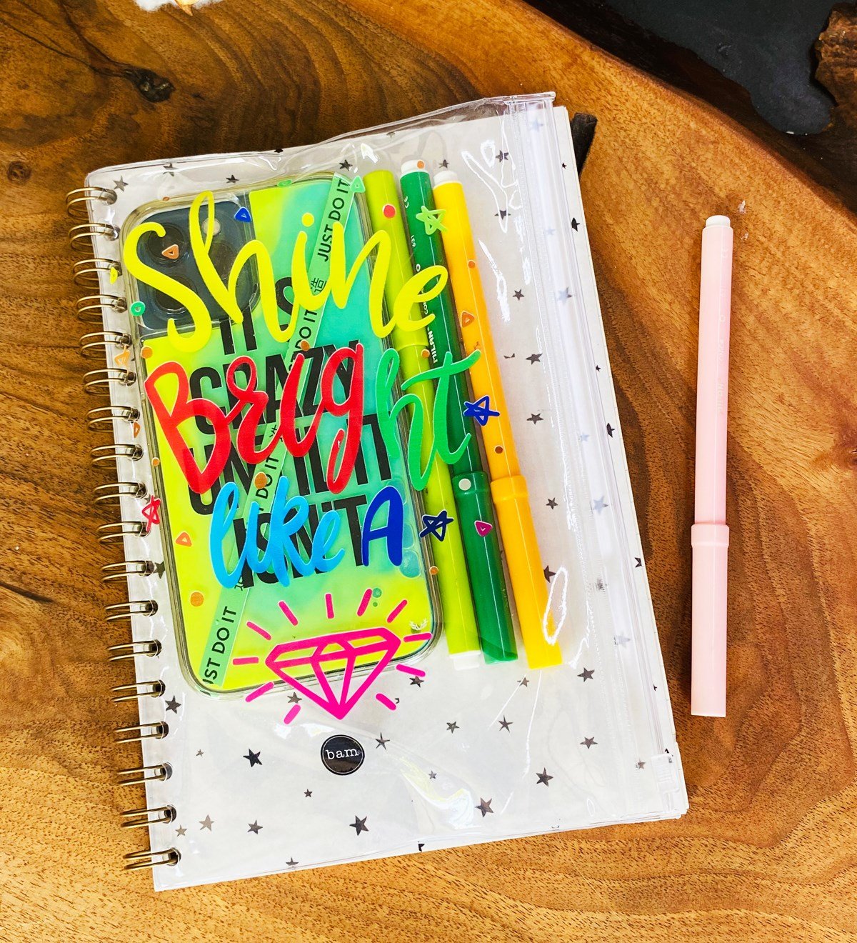 Elmas Motto Tasarımlı Çanta Kapaklı Spiralli DeftergiftmodaGmd100322