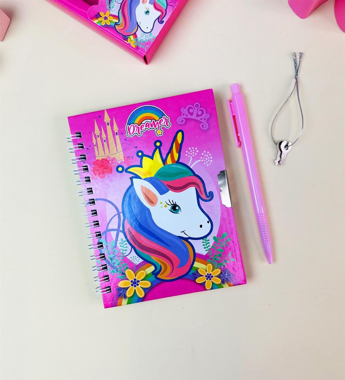 Flamingo Tasarımlı Kilitli Günlük Defter Ve Kalem SetgiftmodaBam-108