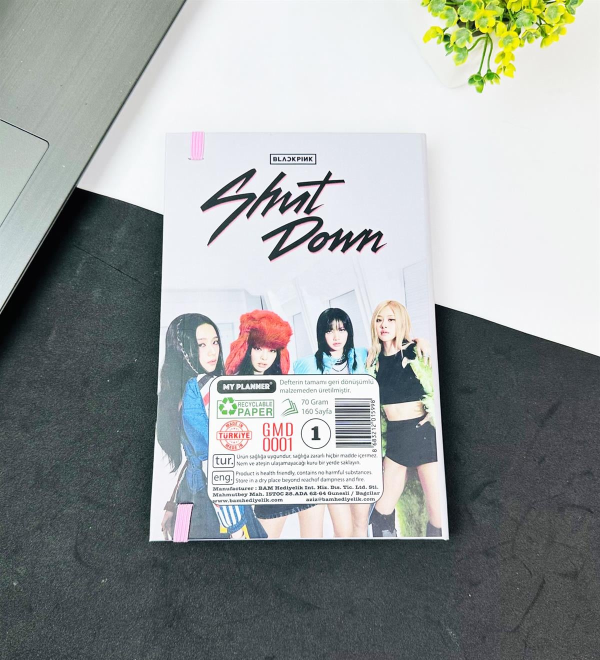 Black Pink Shut Down Tasarımlı Lastikli Defter	giftmodaGMD0001-18	