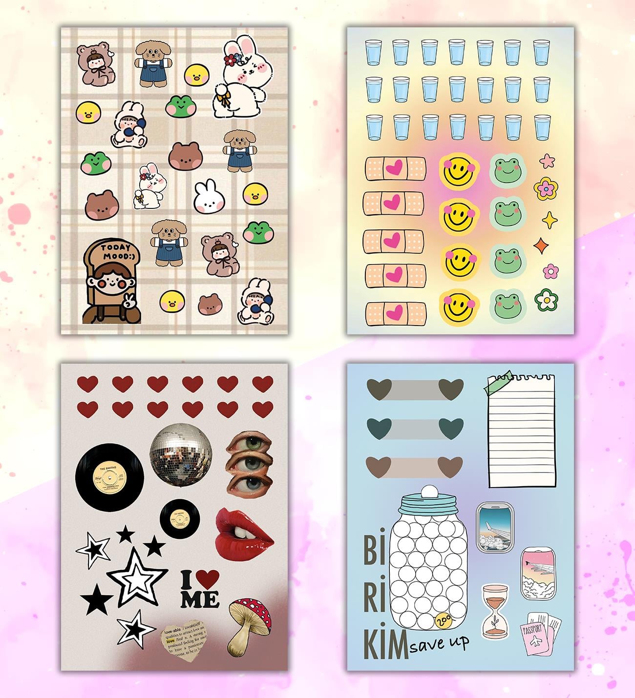 Vintage My DIY Sticker Book  24 * 17 cm 16 Sayfa Özel Tasarım Rengarenk Sticker KitabıgiftmodaBam-1212