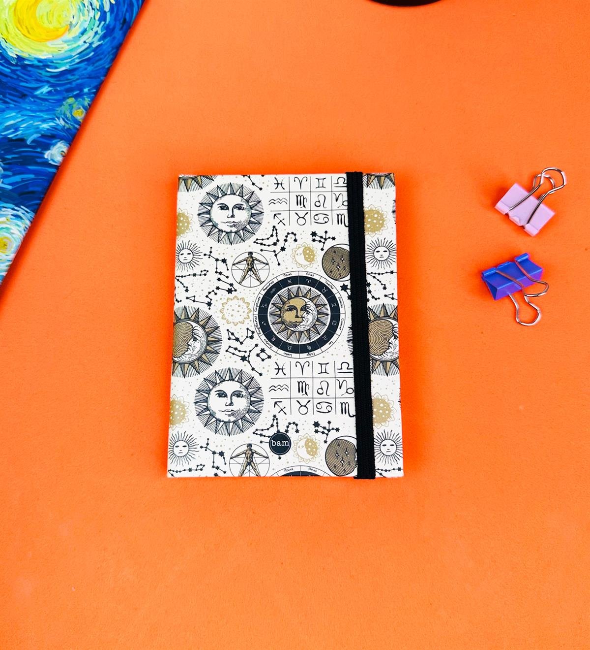 Tarot Ay Ve Güneş Tasarımlı Sert Kapaklı Mini DeftergiftmodaBam-1029-10	