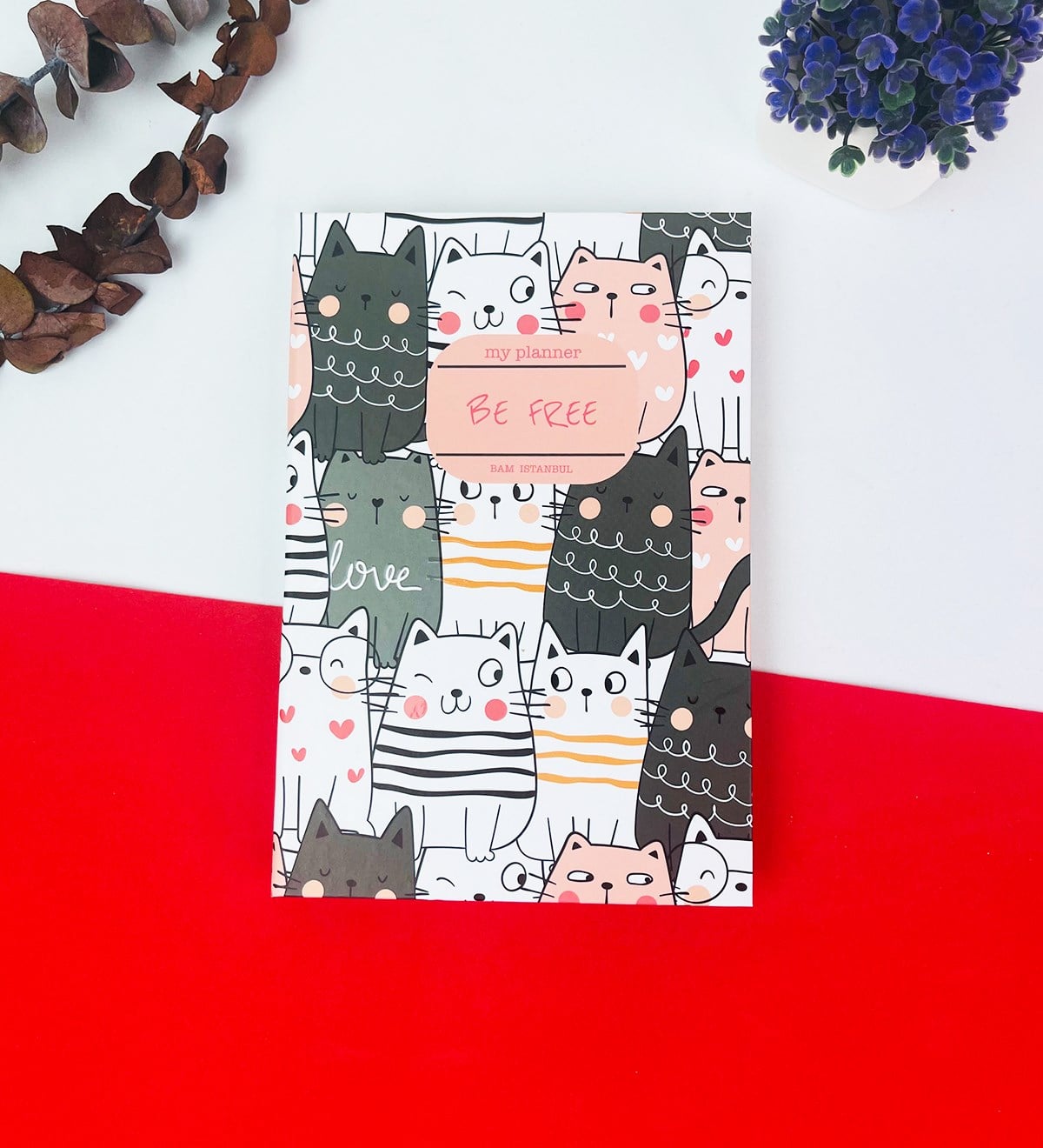 Be Free Kedi Tasarımlı Lastikli DeftergiftmodaGmd100235