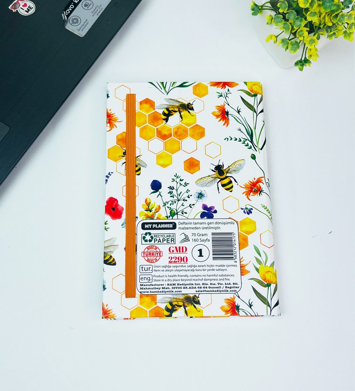 Arı Motto Tasarımlı Lastikli DeftergiftmodaGmd100459