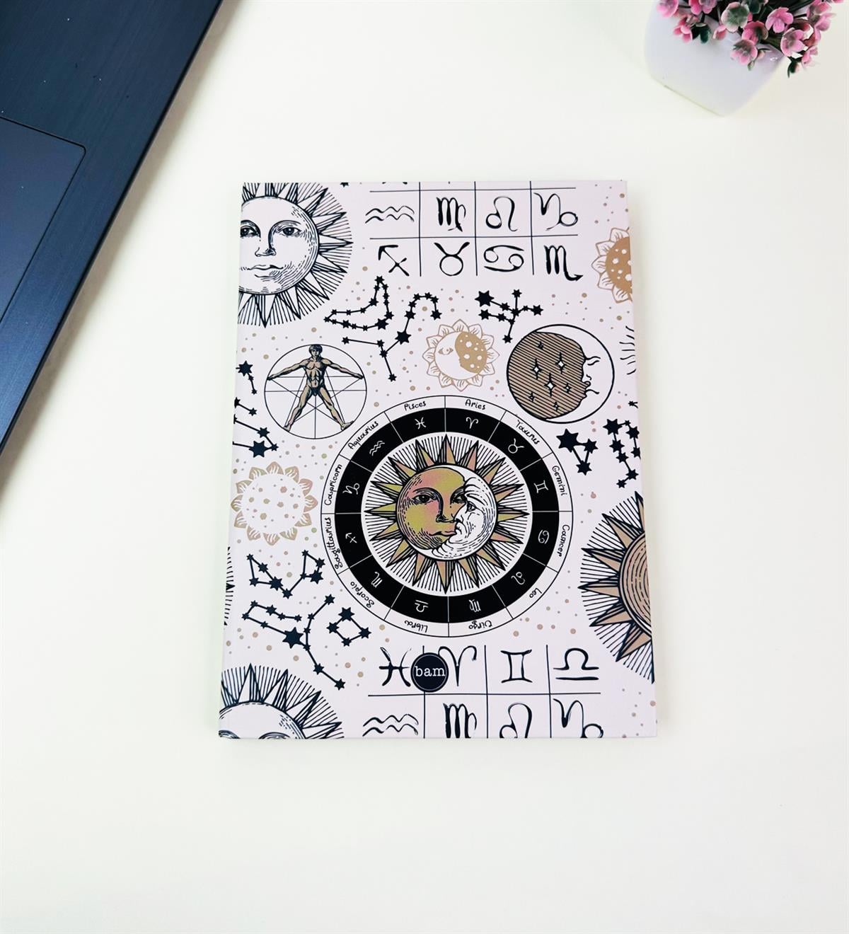 21x14Cm Sketch Book - Eskiz Defteri - Siyah Sayfa - 120 Gr - 56 YaprakgiftmodaBam-3003-6-Tarot-Ay-Güneş