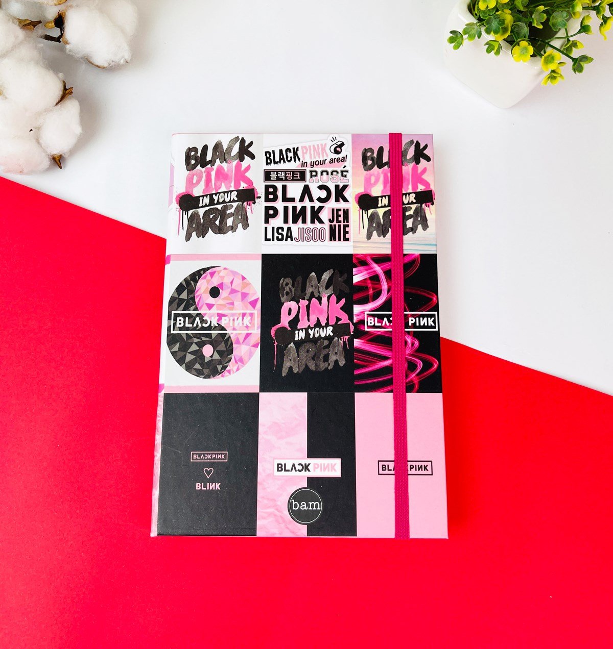 Black Pink Tasarımlı Lastikli DeftergiftmodaGmd100474