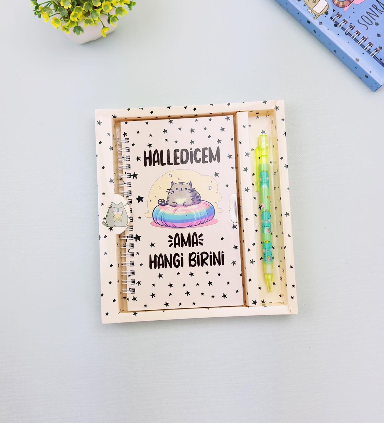 Sevimli Desenli Kilitli Defter ve Kalem SetigiftmodaHN-021-022-023