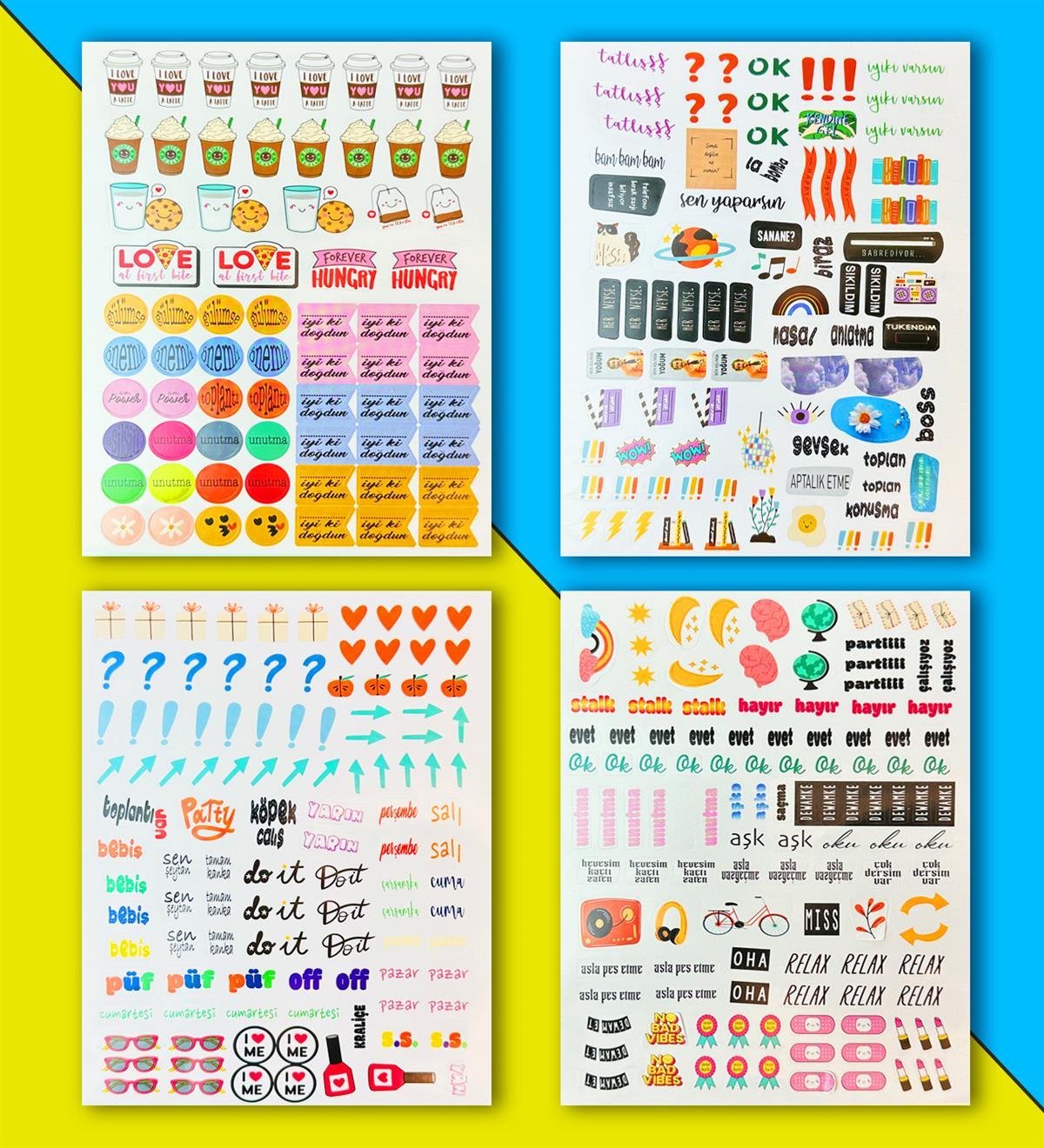 My DIY Sticker Book 24 * 17 cm 16 Sayfa Özel Tasarım Rengarenk Sticker KitabıgiftmodaBam-1030
