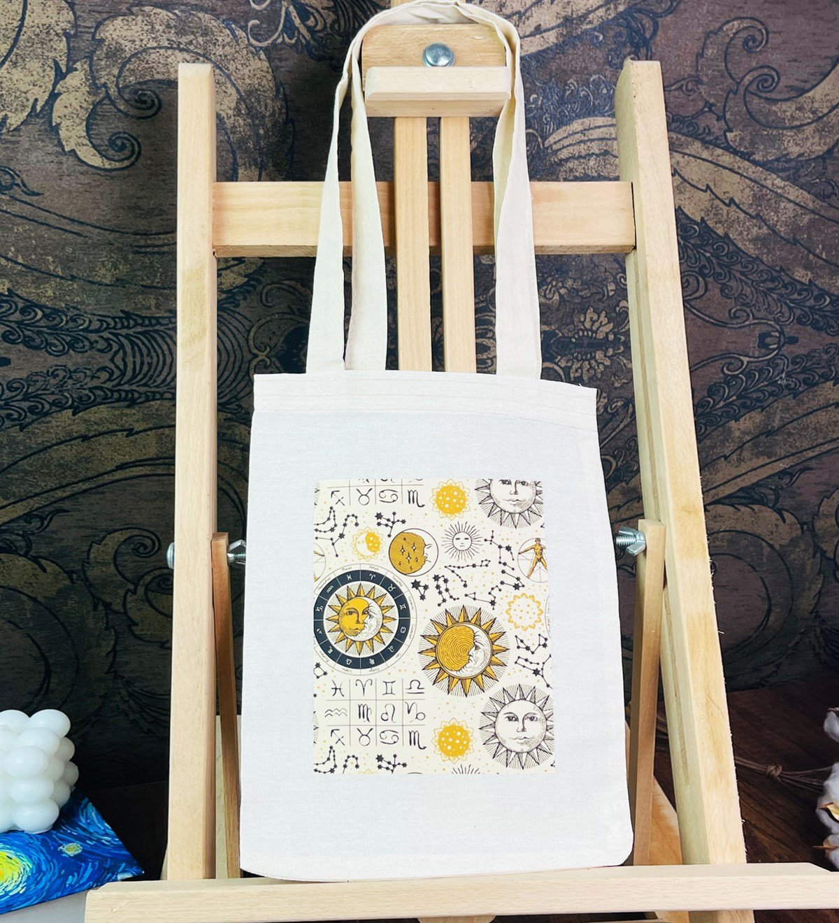 Tarot Ay Ve Güneş Tasarımlı Kalın Kitap Görünümlü Defter Ve Bez Çanta SetgiftmodaGmhs101804