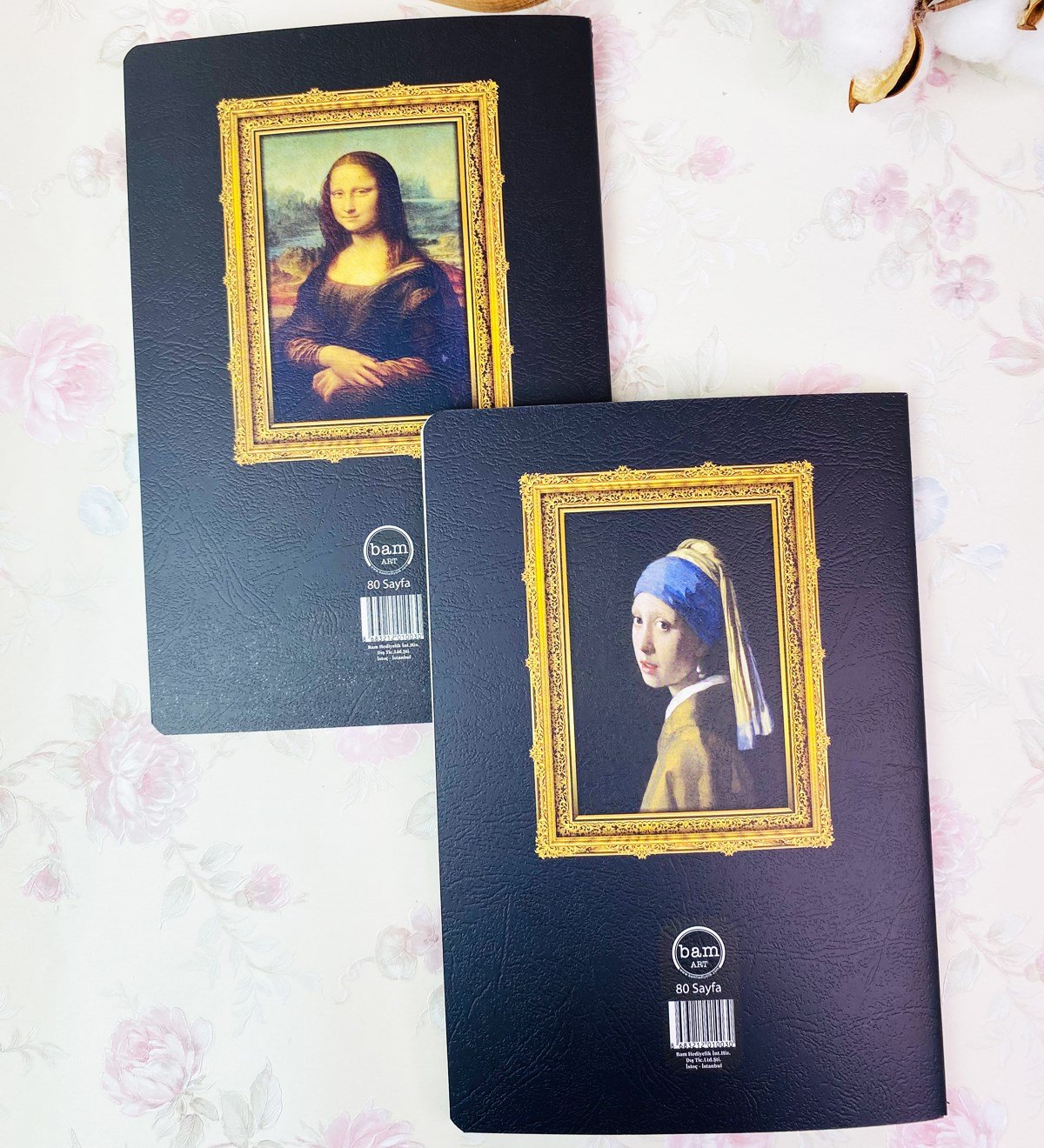 Mona Lisa Ve İnci Küpeli Kız Tasarımlı 2'li Art DeftergiftmodaGmd100254