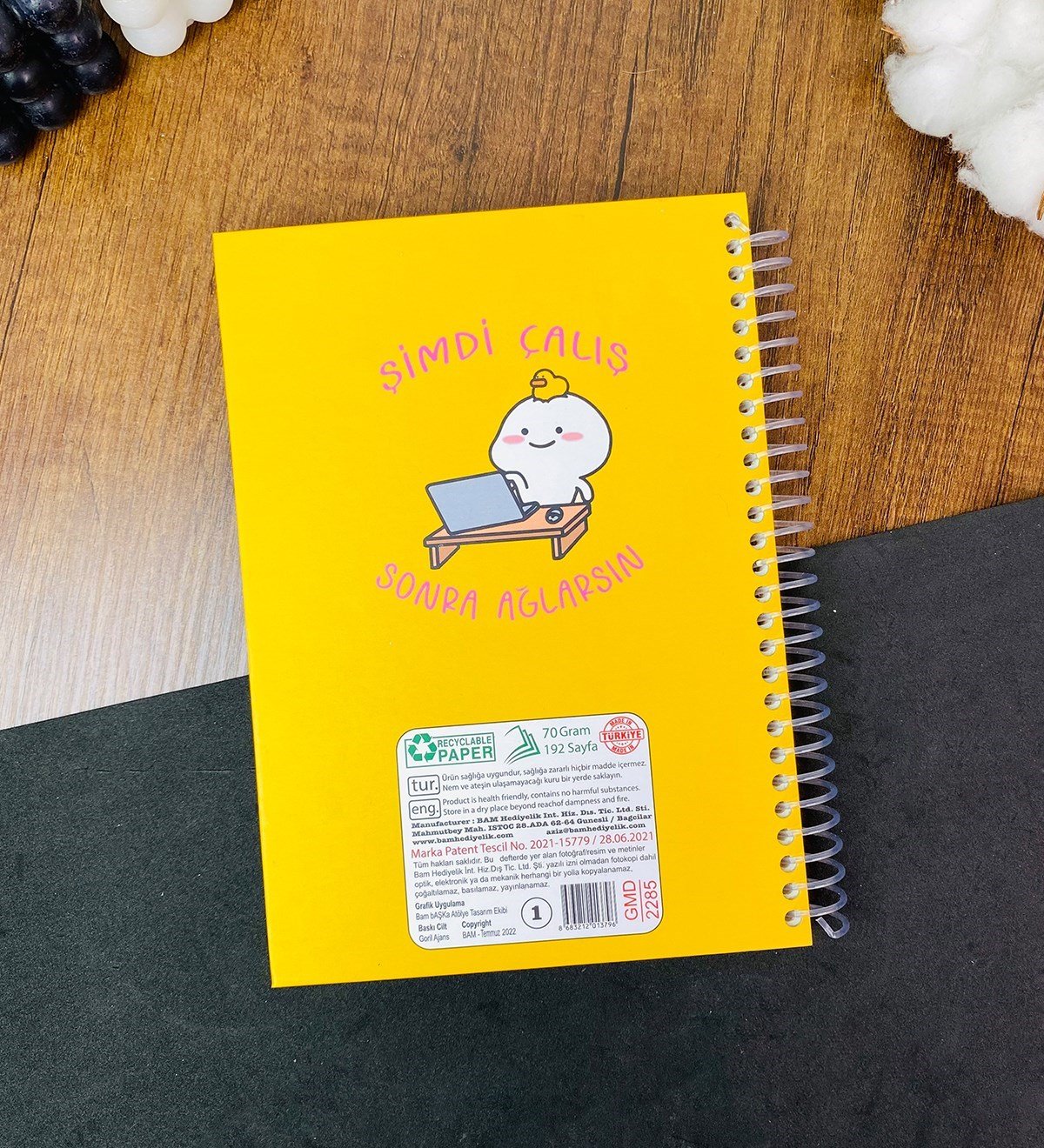 Şimdi Çalış Tasarımlı Çizgili Spiralli DeftergiftmodaGmd100534