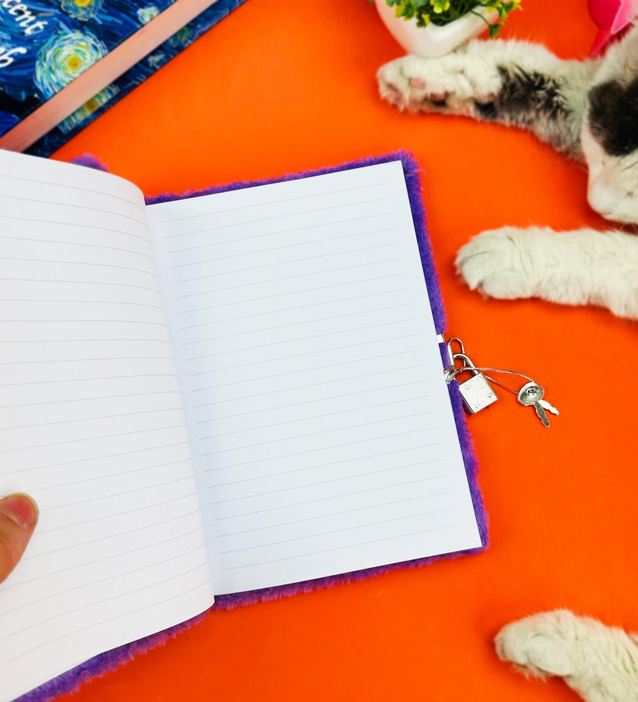 Sevimli Köpek Tasarımlı Kilitli Peluş DeftergiftmodaBM-1056	