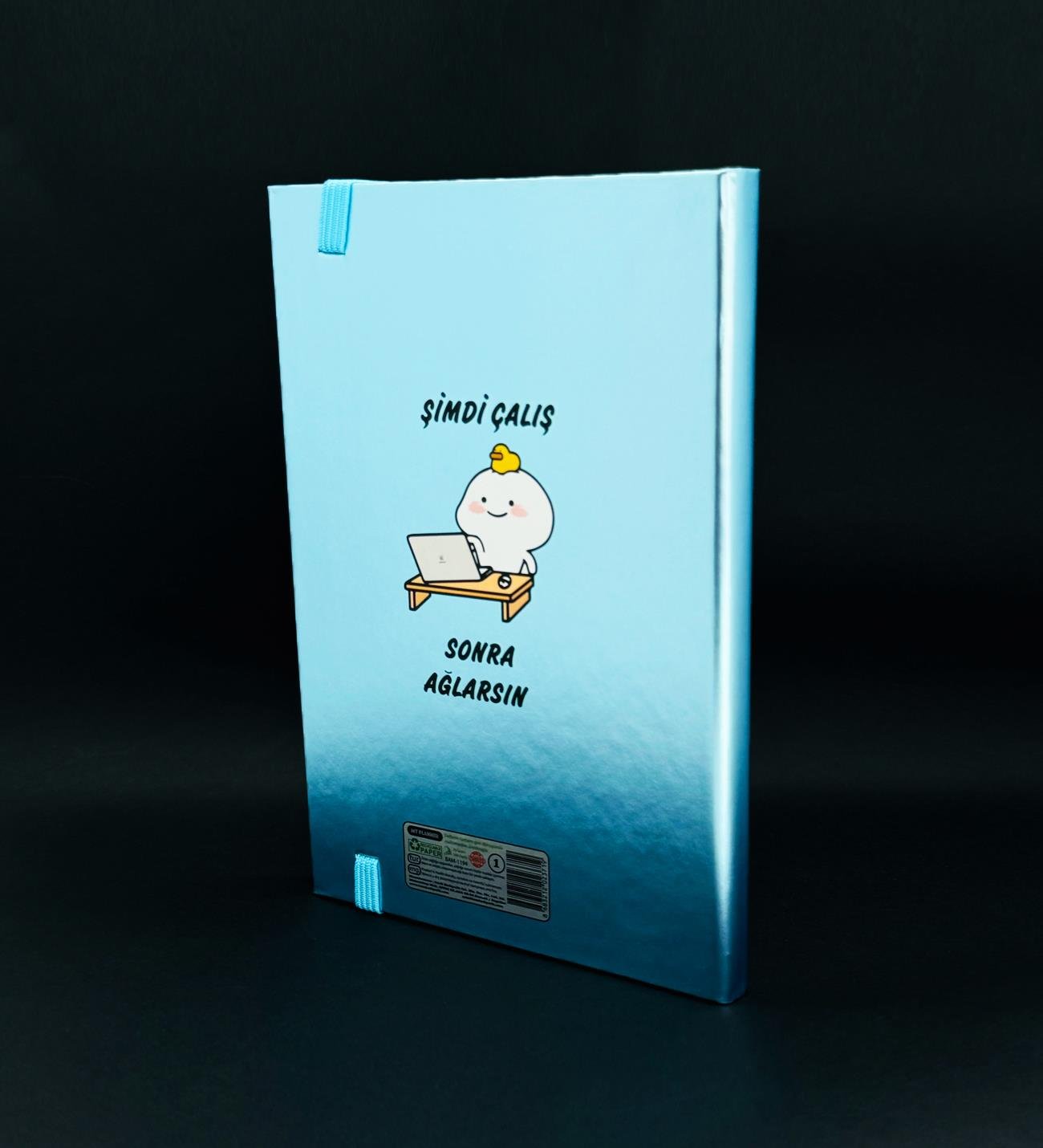 Şimdi Çalış Sonra Ağlarsın Tasarımlı Metal Kapaklı Lastikli DeftergiftmodaBAM-1194	