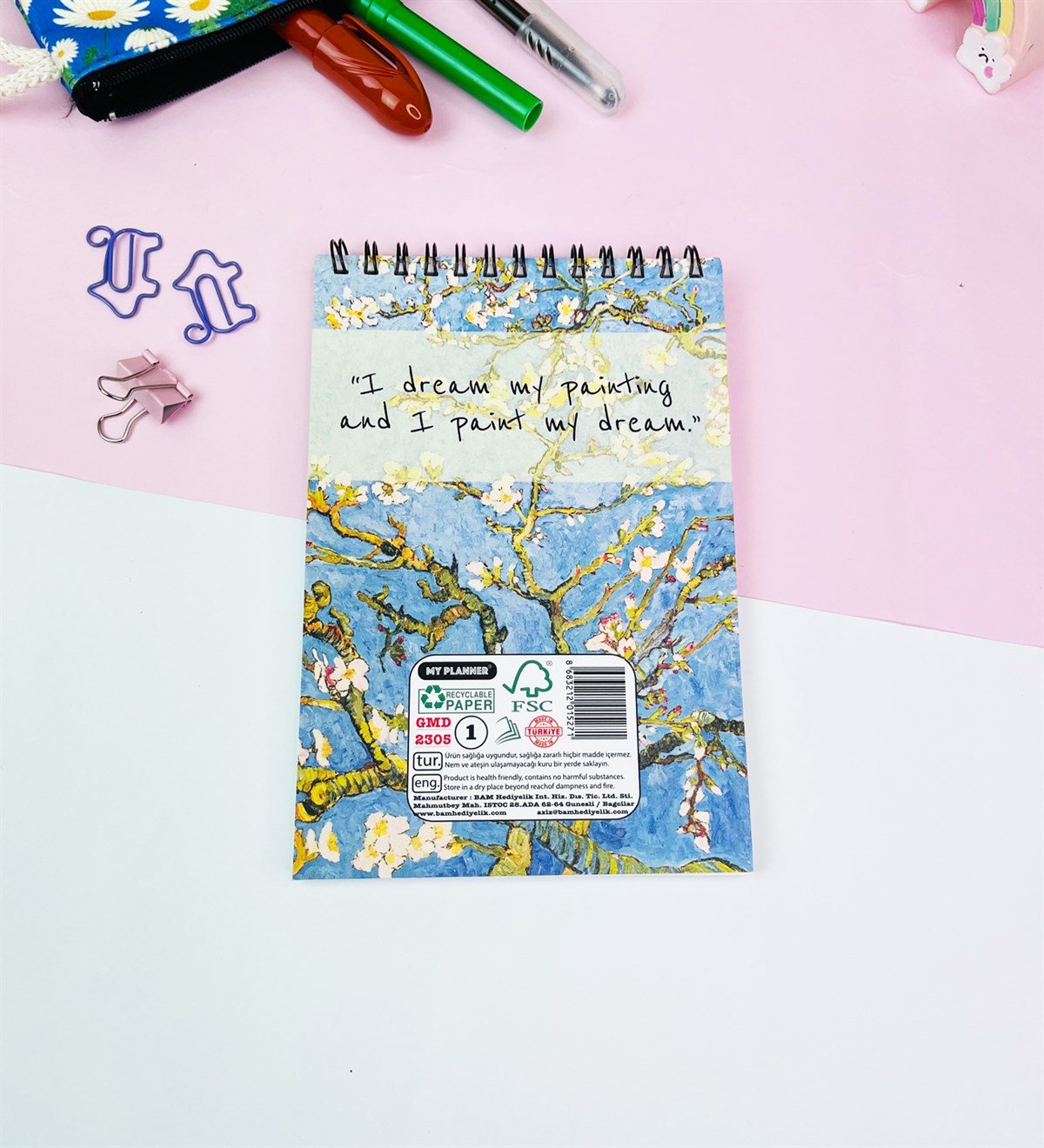 17x11Cm Sketch Book - Eskiz Defteri - 80 Gr - 60 YaprakgiftmodaGmd100569-Badem-Çiçeği