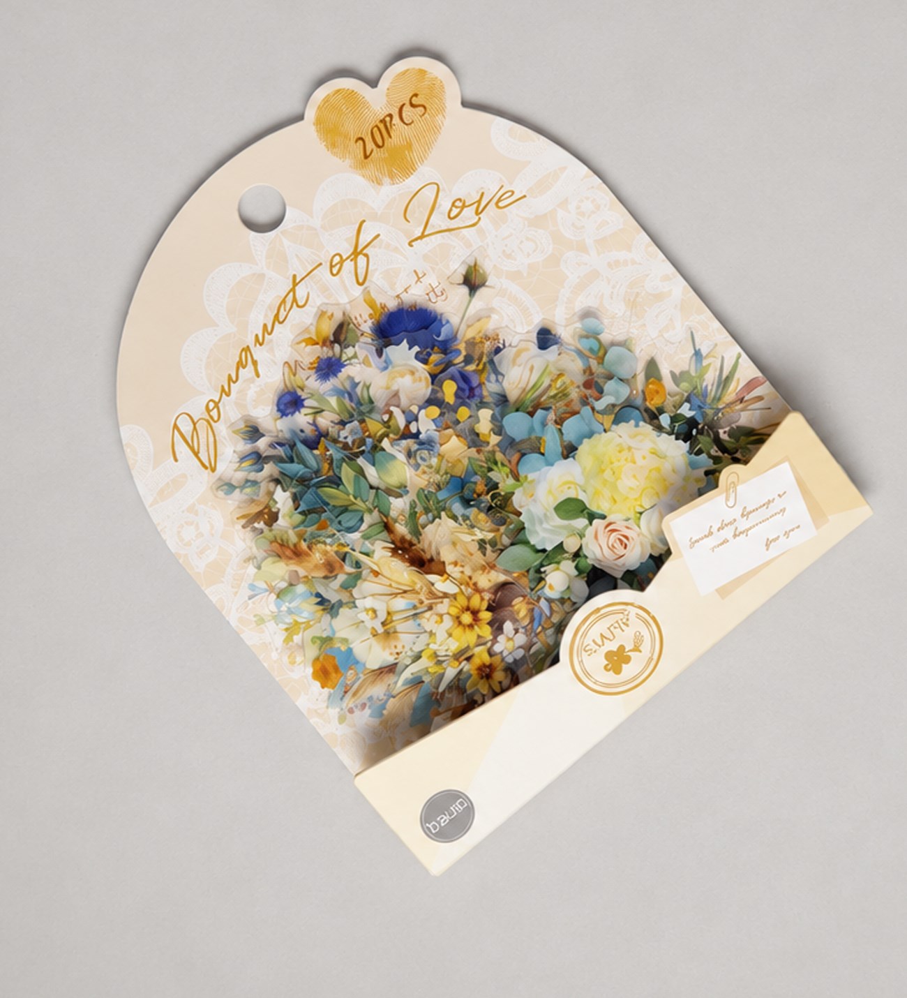Çiçek Desenli 6 model 20 li Şeffaf StickergiftmodaBM-2109