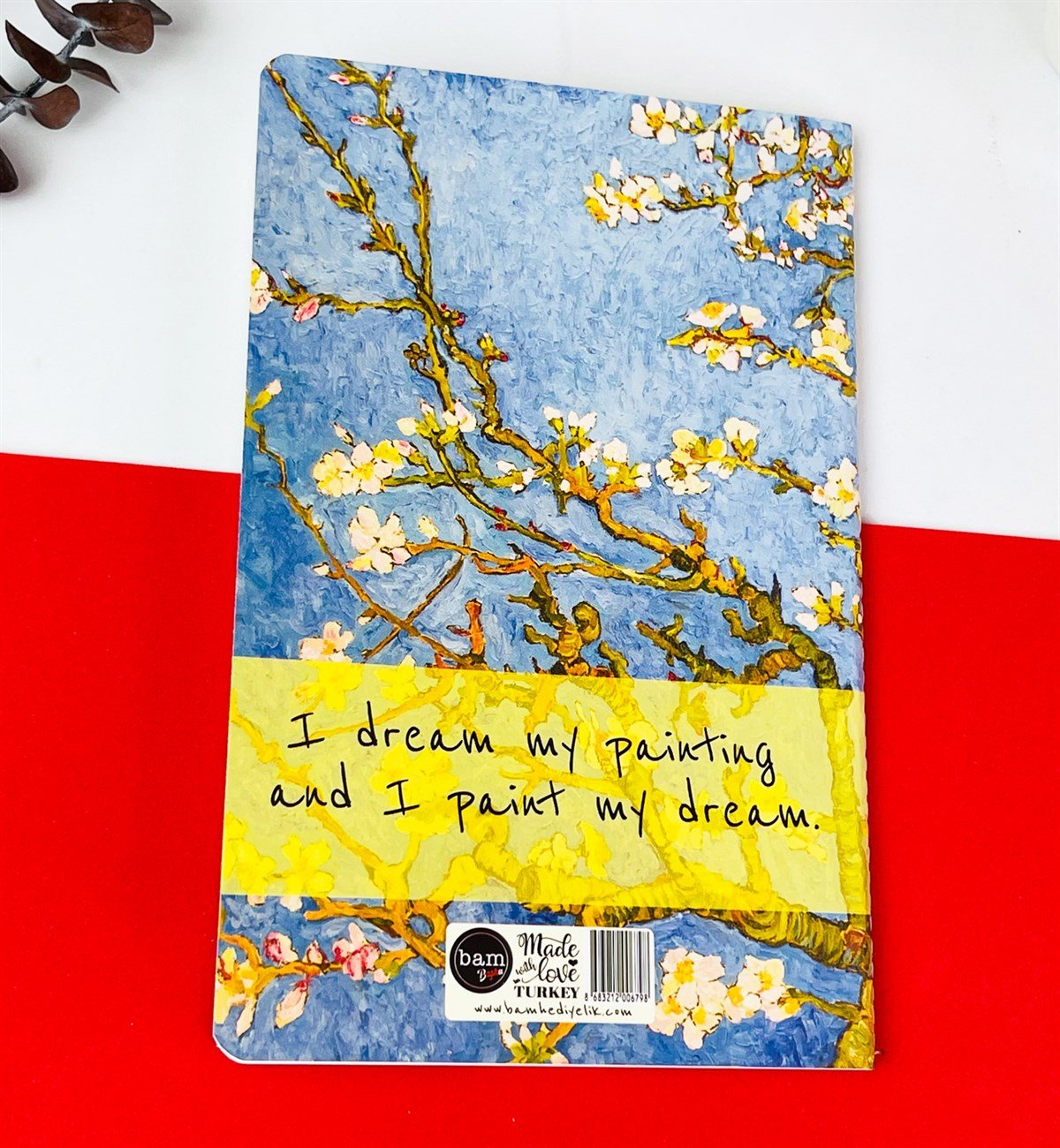 Van Gogh Badem Çiçeği Tasarımlı Dikişli DeftergiftmodaGmd100207