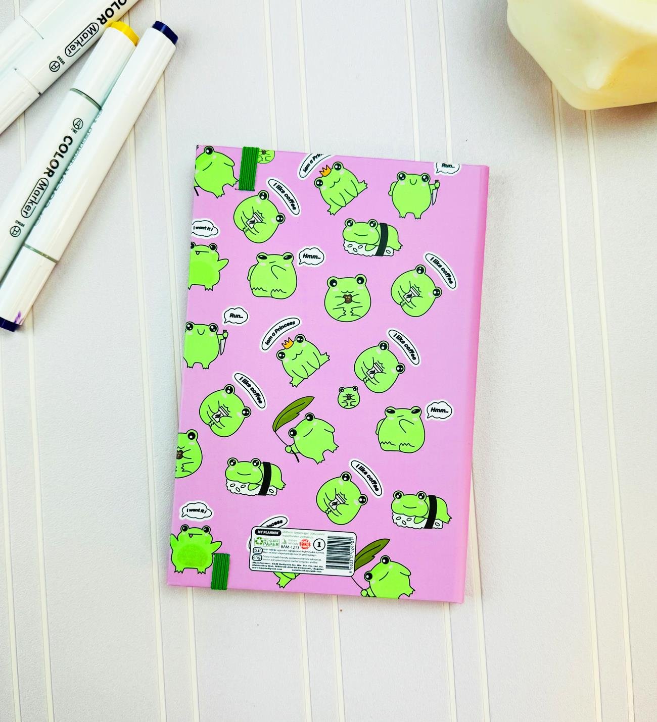 Kurbağa Tasarımlı Lastikli DeftergiftmodaBam-1213	