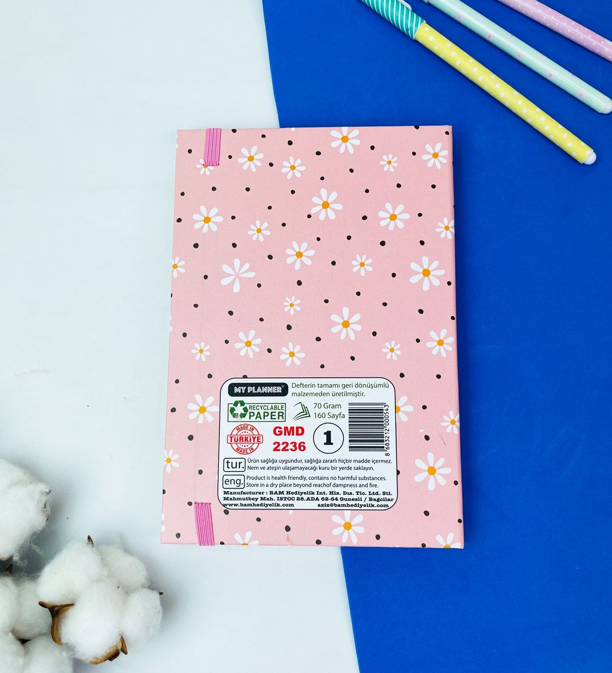 Papatya Tasarımlı Lastikli DeftergiftmodaGmd100073