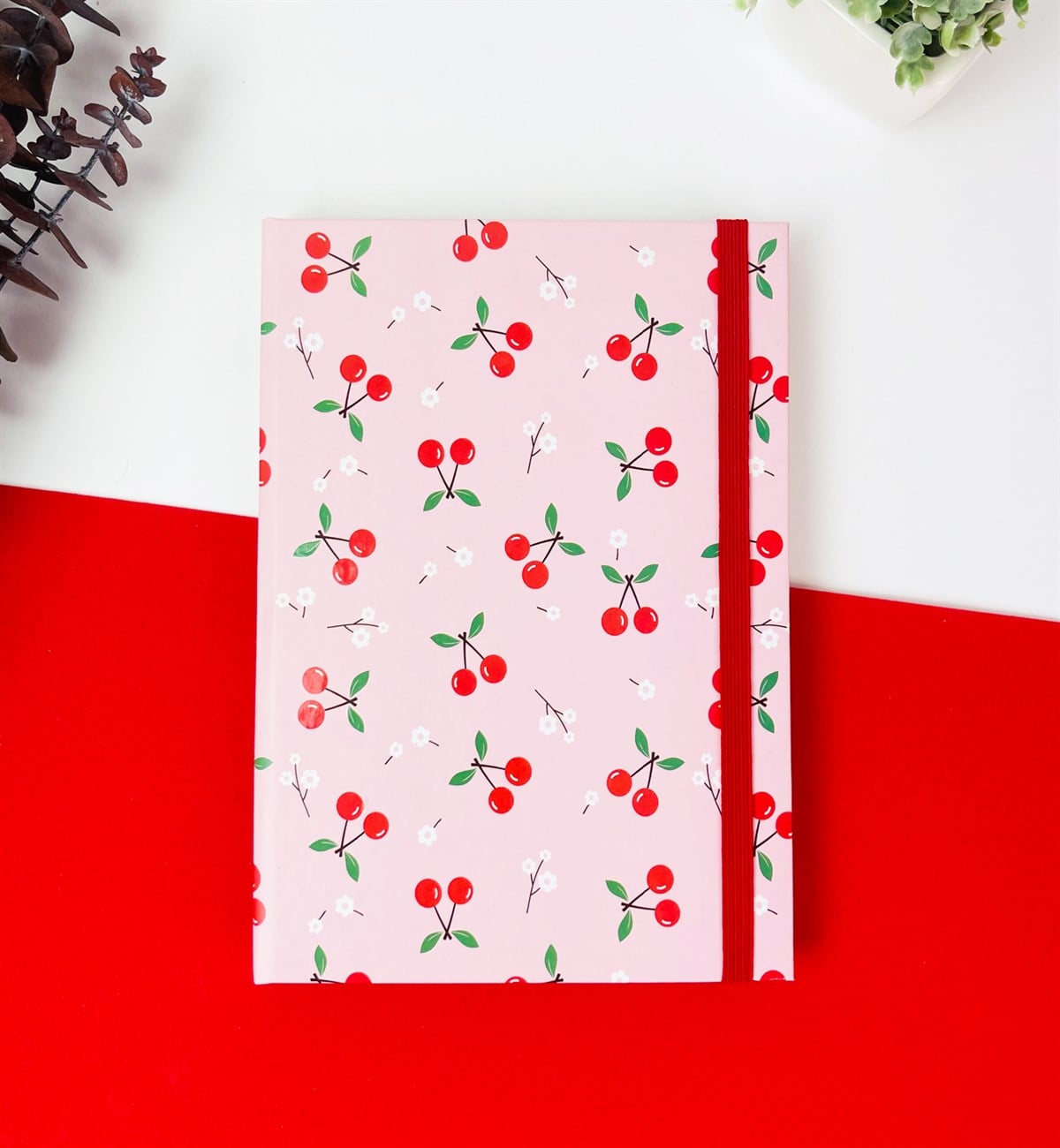 Kiraz Tasarımlı Lastikli Defter	giftmodaGmd100168