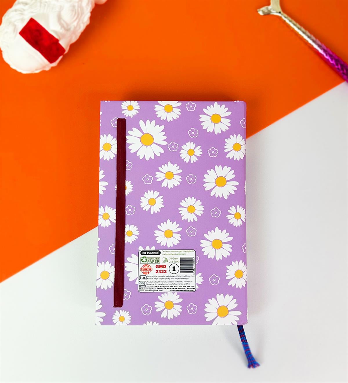 Mor Papatya Kalın Kitap Görünümlü Defter Ve Bez Çanta SetgiftmodaGmhs101819