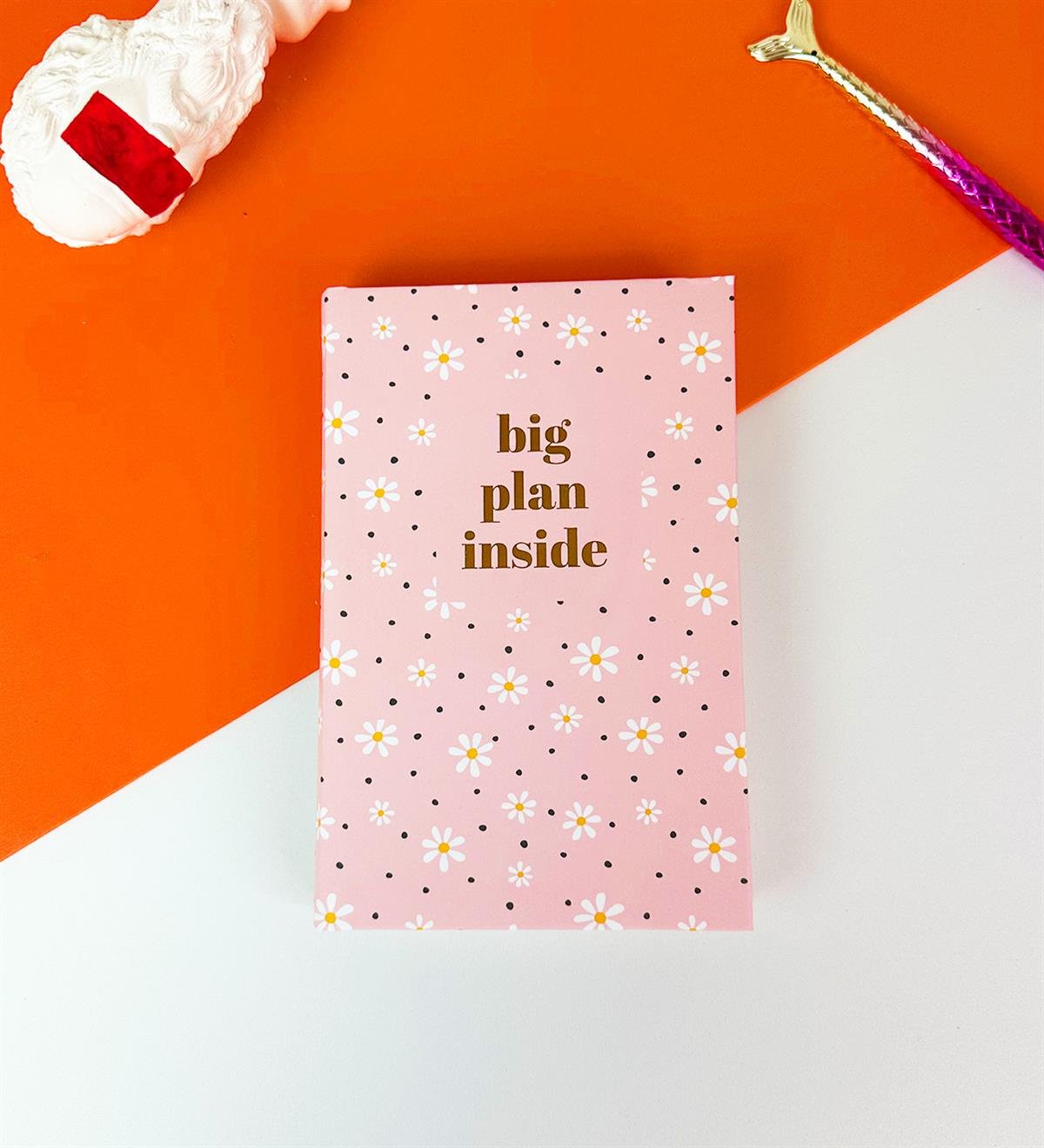 Pembe Papatya Kalın Kitap Görünümlü Defter Ve Bez Çanta SetgiftmodaGmhs101816