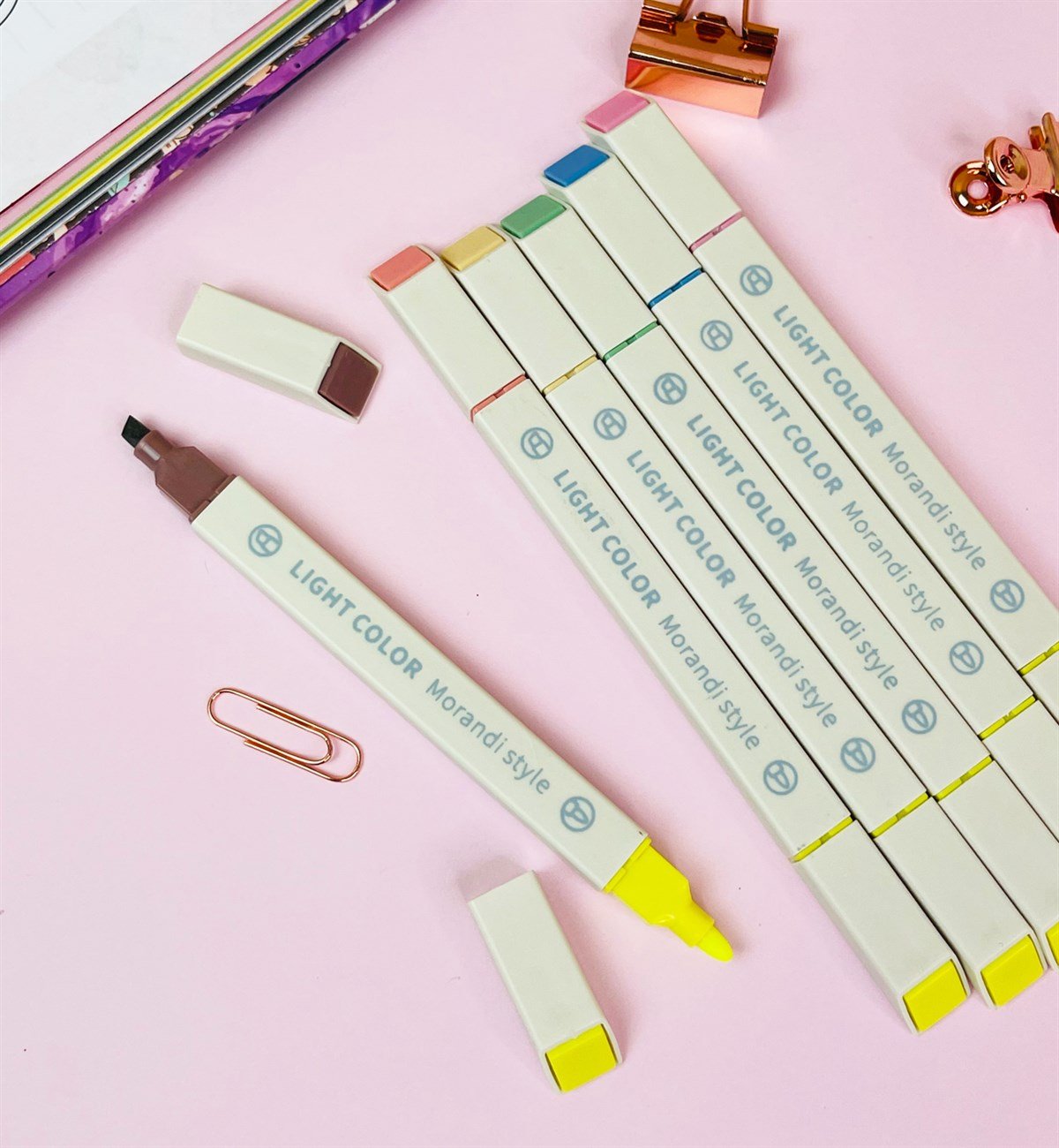 6'lı Morandi Tarzı Çift Taraflı Marker Kalem SetgiftmodaGm-4308