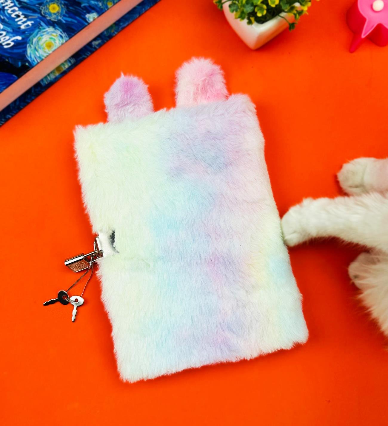 Sevimli Tavşan Tasarımlı Kilitli Peluş DeftergiftmodaBM-1056-1