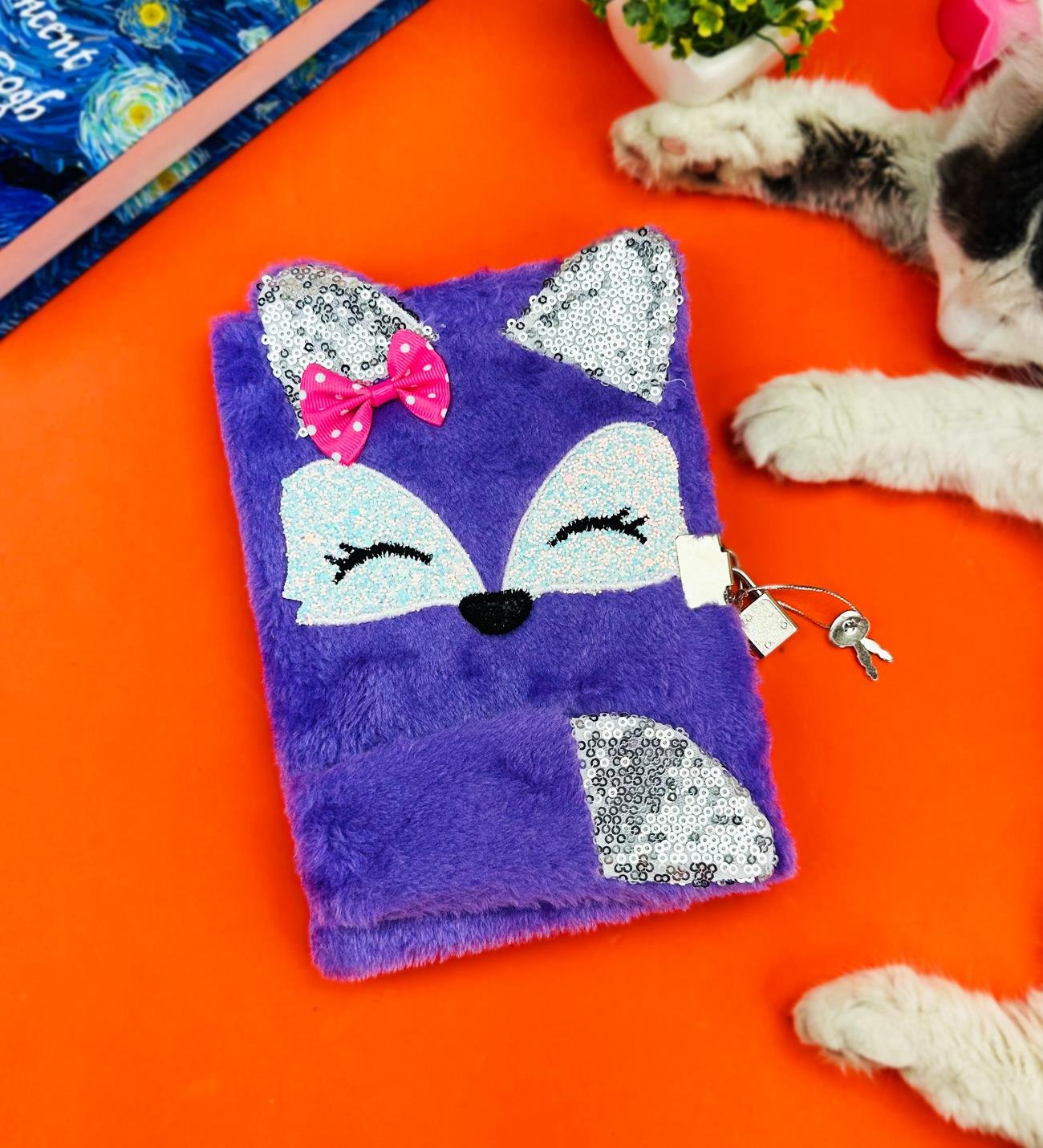 Sevimli Köpek Tasarımlı Kilitli Peluş DeftergiftmodaBM-1056	