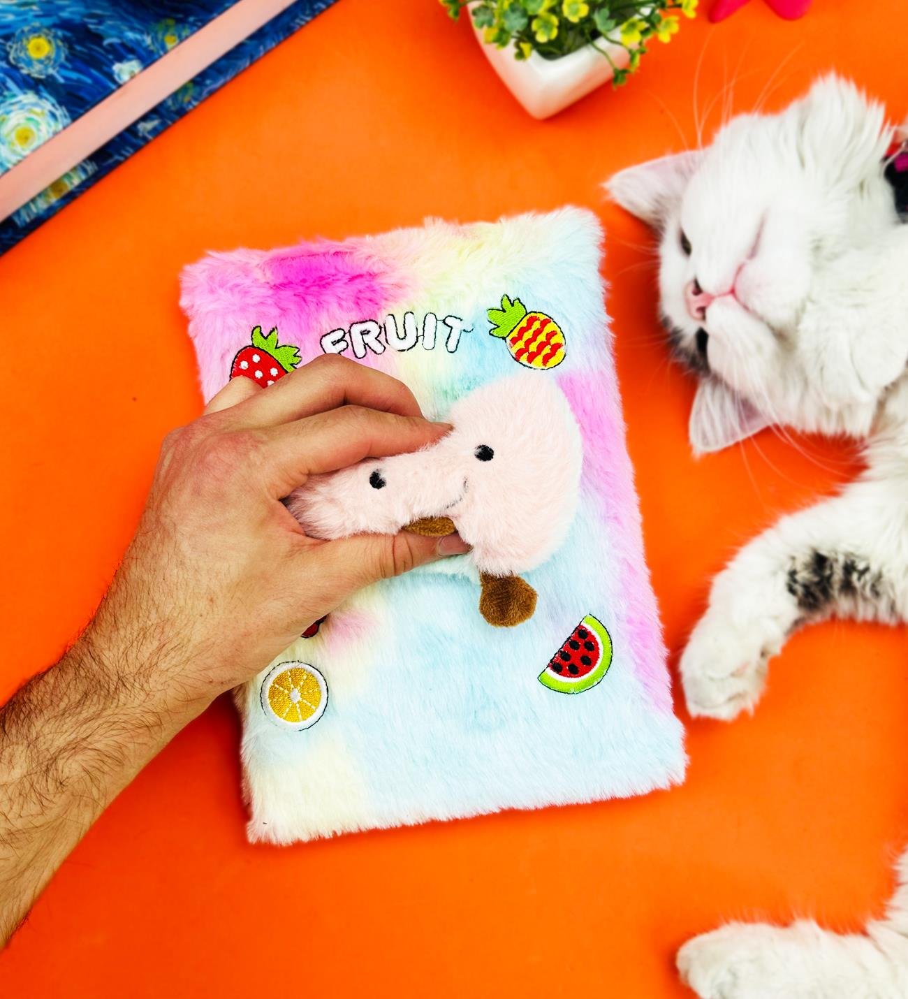 Sevimli Meyve Kabartmalı Peluş DeftergiftmodaBM-1079