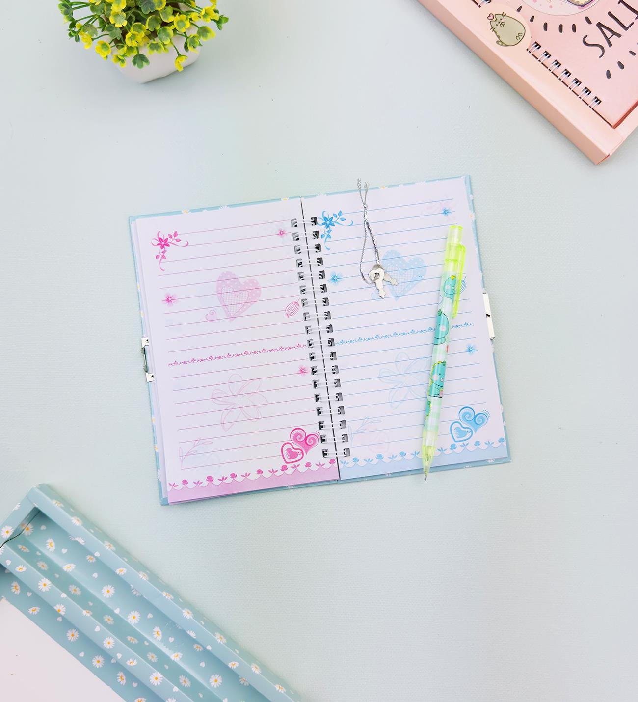 Sevimli Desenli Kilitli Defter ve Kalem SetigiftmodaHN-021-022-023