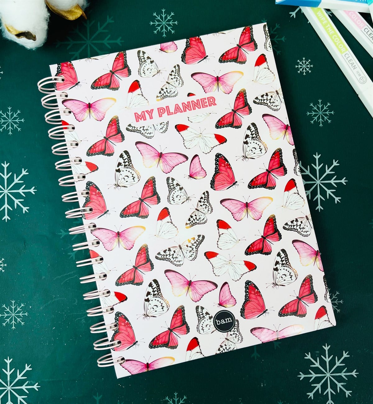 Pembe Kelebek Tasarımlı Konuşan AjandagiftmodaGmd100159