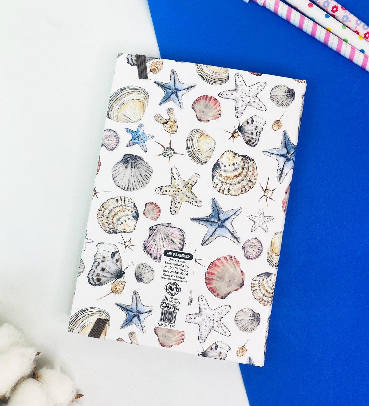 Be Positive Deniz Kabuğu Tasarımlı Lastikli DeftergiftmodaGmd100318