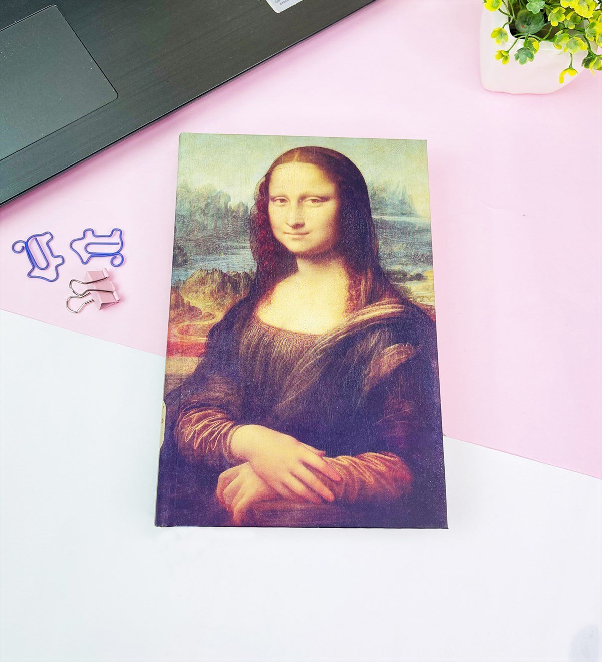 Mona Lisa Kız Kalın Kitap Görünümlü Defter Ve Bez Çanta SetgiftmodaGmhs101810