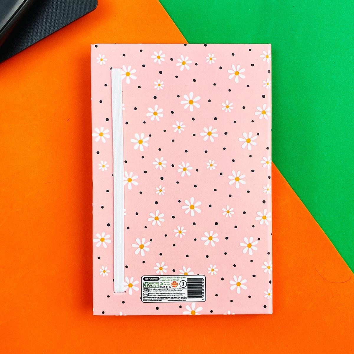 Pembe Papatya Tasarımlı Lastikli DeftergiftmodaBAM-1117	