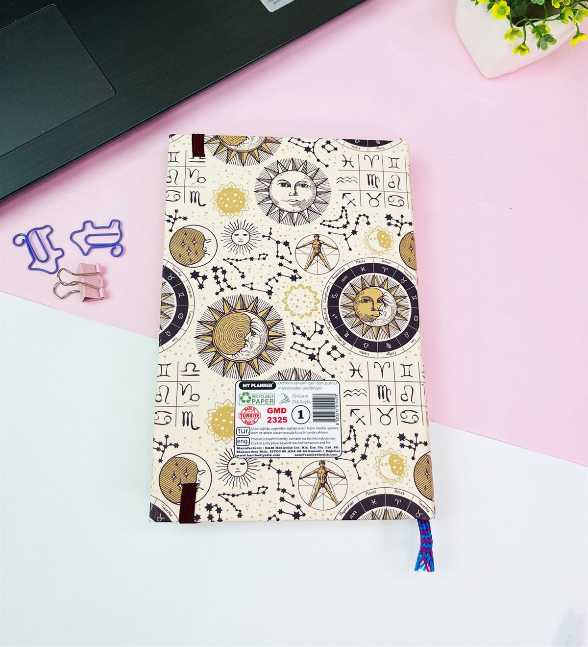 Tarot Ay Ve Güneş Tasarımlı Kalın Kitap Görünümlü DeftergiftmodaGmd100545