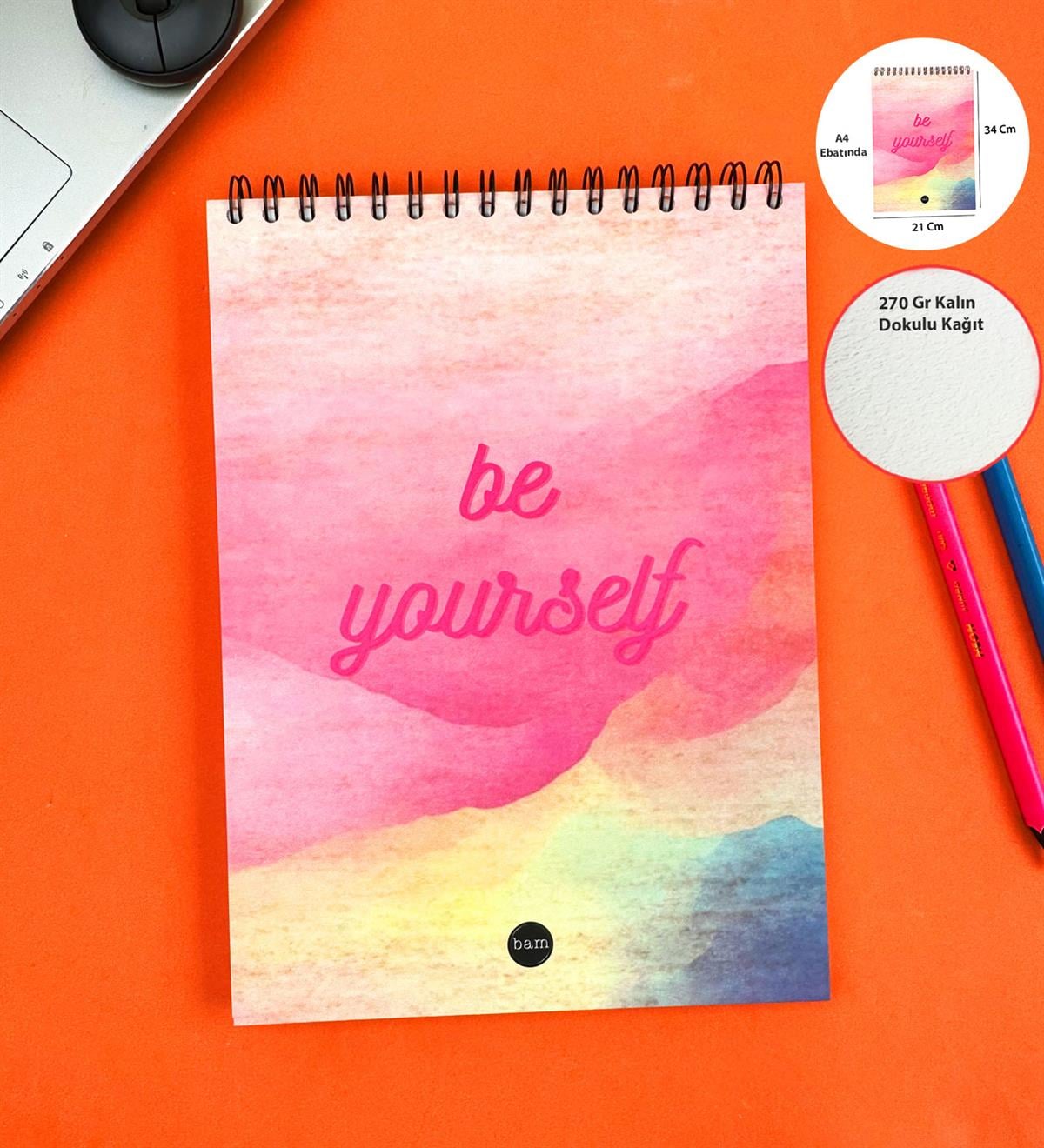 30x21Cm A4 Sketch Book - Eskiz Defteri - 270 Gr - 34 YaprakgiftmodaBAM-1049