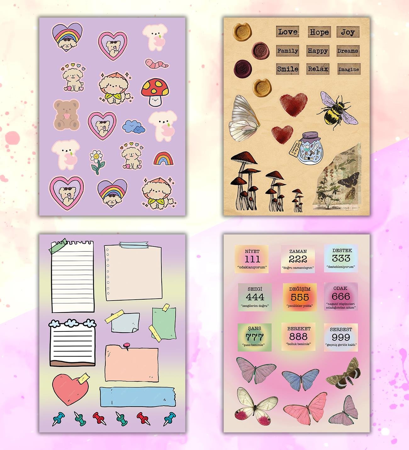 Vintage My DIY Sticker Book  24 * 17 cm 16 Sayfa Özel Tasarım Rengarenk Sticker KitabıgiftmodaBam-1212