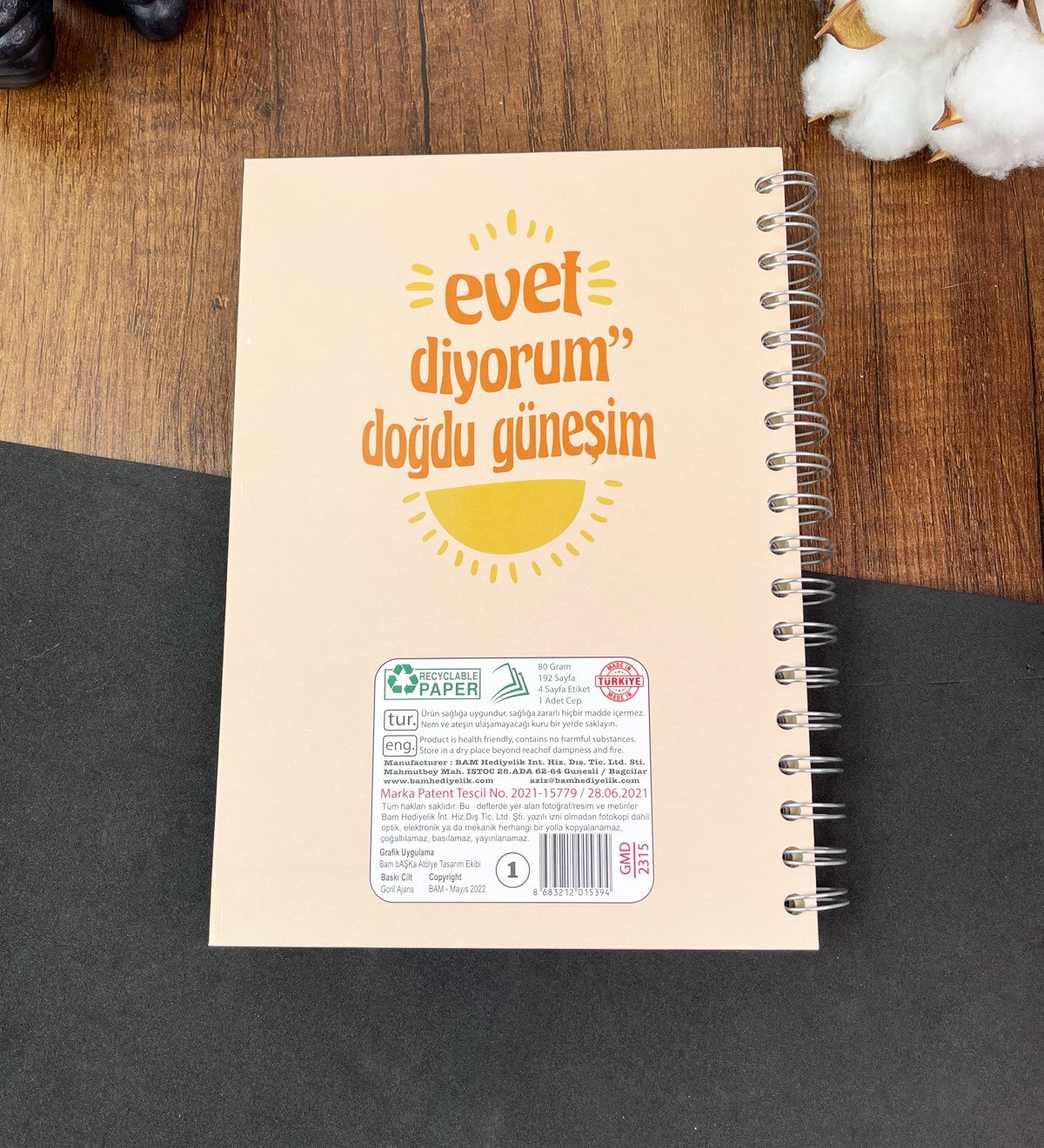 Evet Diyorum Doğdu Güneşim Tasarımlı Konuşan AjandagiftmodaGmd100499