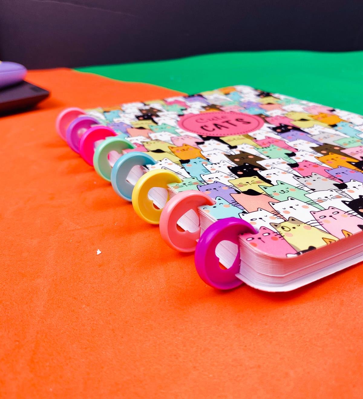 Sevimli Kedi Tasarımlı Yeni Nesil Kalp Spiralli DeftergiftmodaBAM-181-2