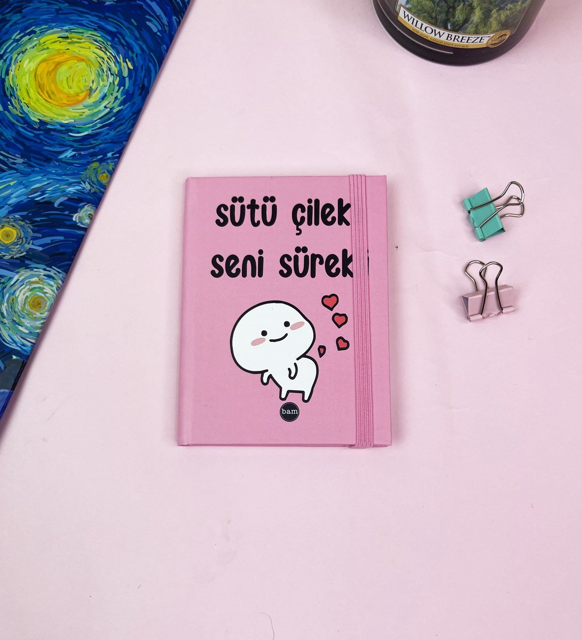 Sütü Çilekli Tasarımlı Sert Kapaklı Mini DeftergiftmodaGmd100515