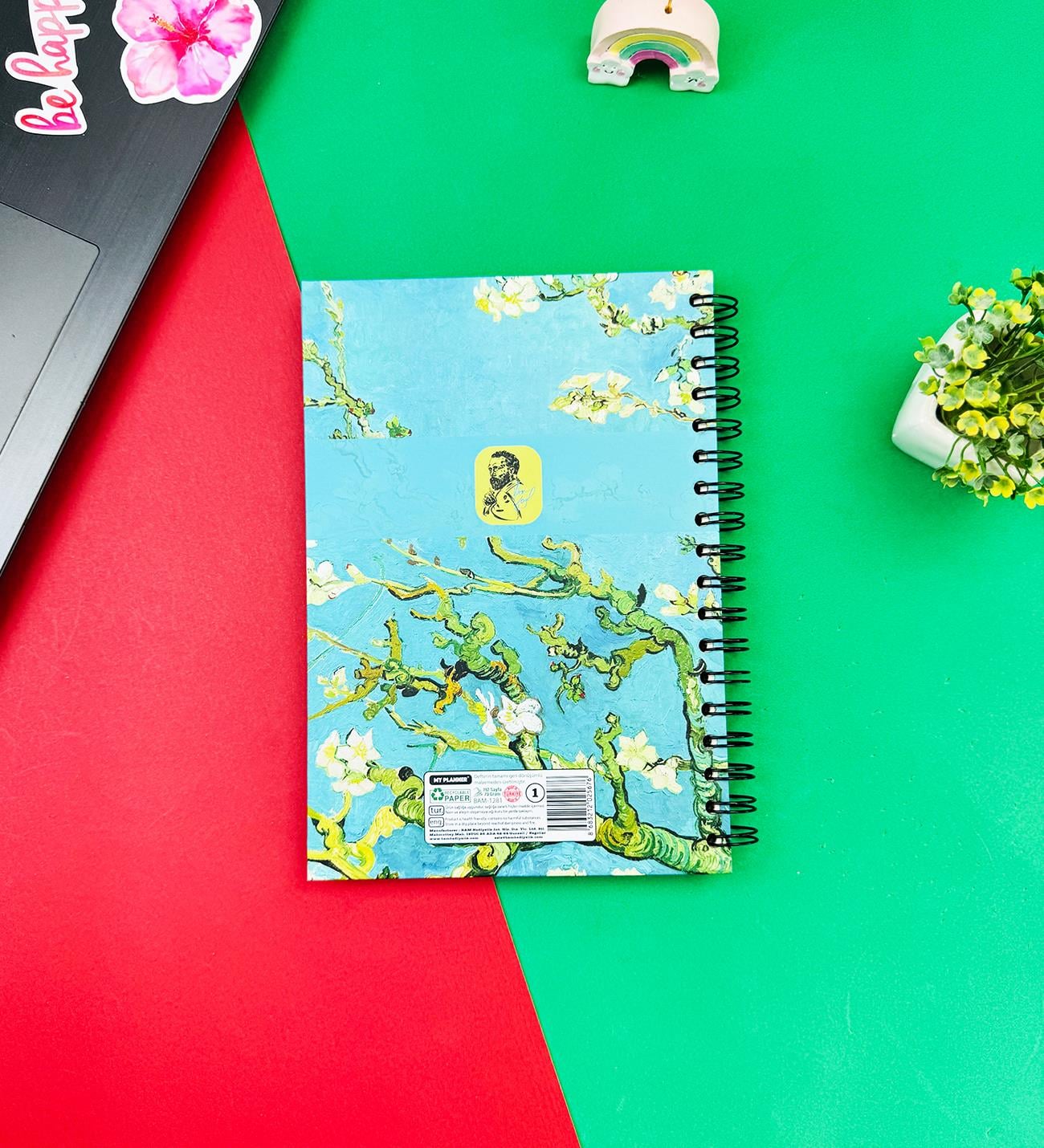 Van Gogh Badem Çiçeği Tasarımlı Spiralli DeftergiftmodaGmd100179