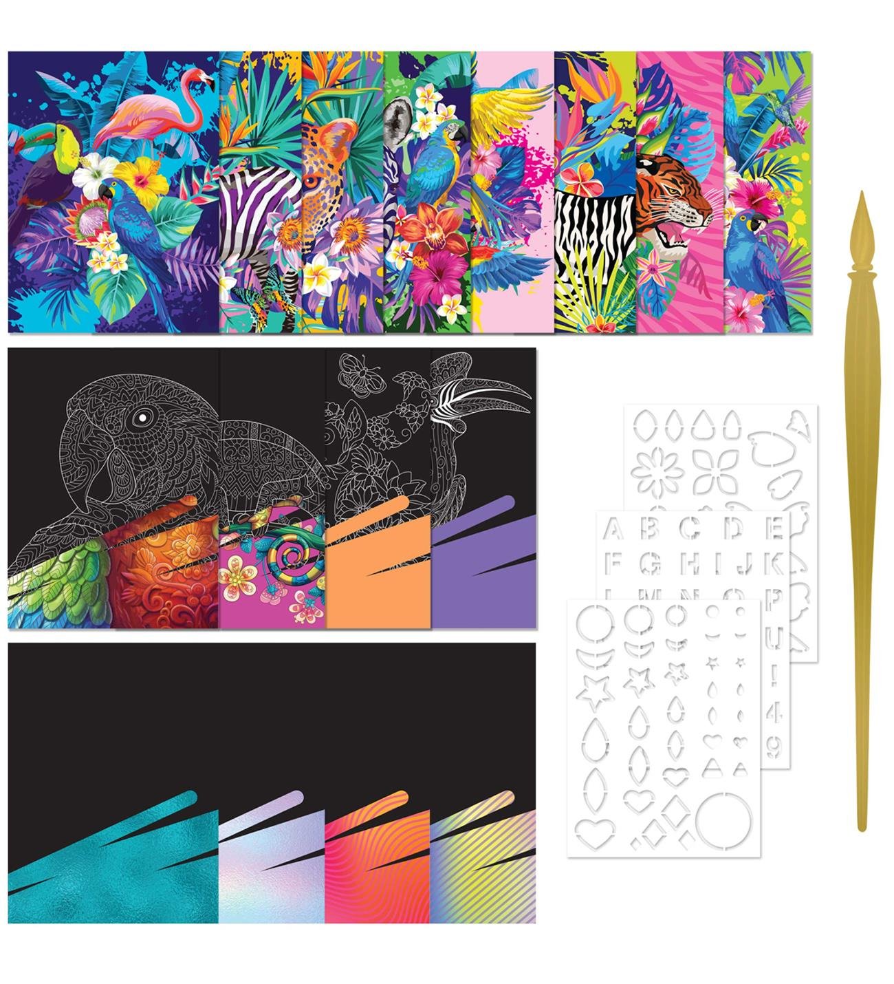Artmaker Neon Nature Kazımalı Boyama Seti – 16 Panel, Şablon ve Kalemli Scratch Art SetigiftmodaBM-2151