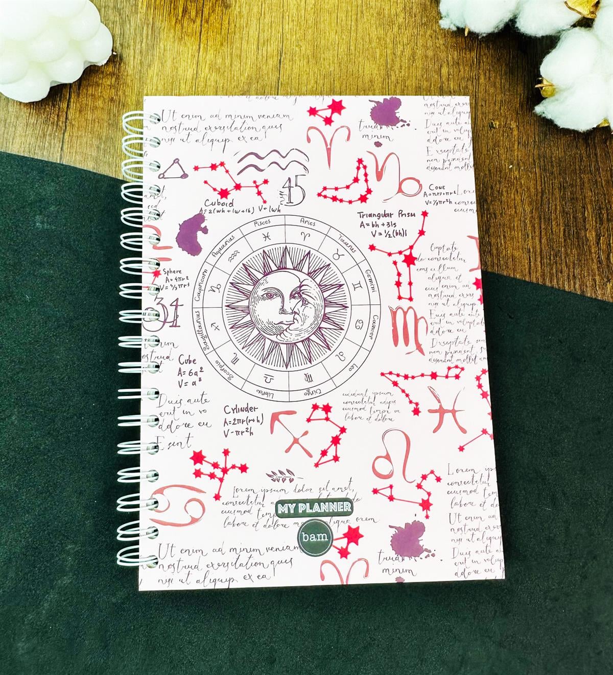 Pembe Tarot Ay Güneş Tasarımlı Konuşan AjandagiftmodaGMD-2343-4