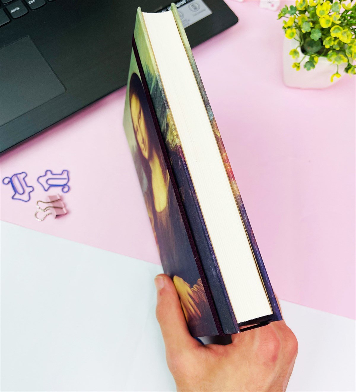 Mona Lisa Kız Kalın Kitap Görünümlü Defter Ve Bez Çanta SetgiftmodaGmhs101810