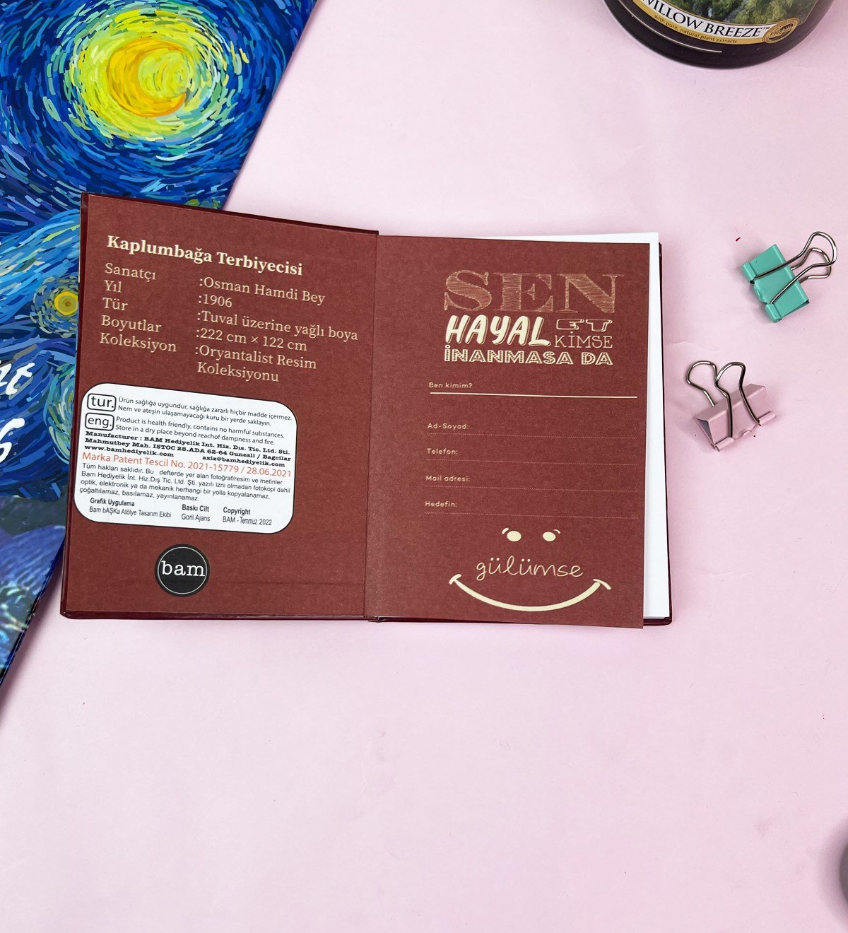 Kaplumbağa Terbiyecisi Tasarımlı Sert Kapaklı Mini DeftergiftmodaGmd100525