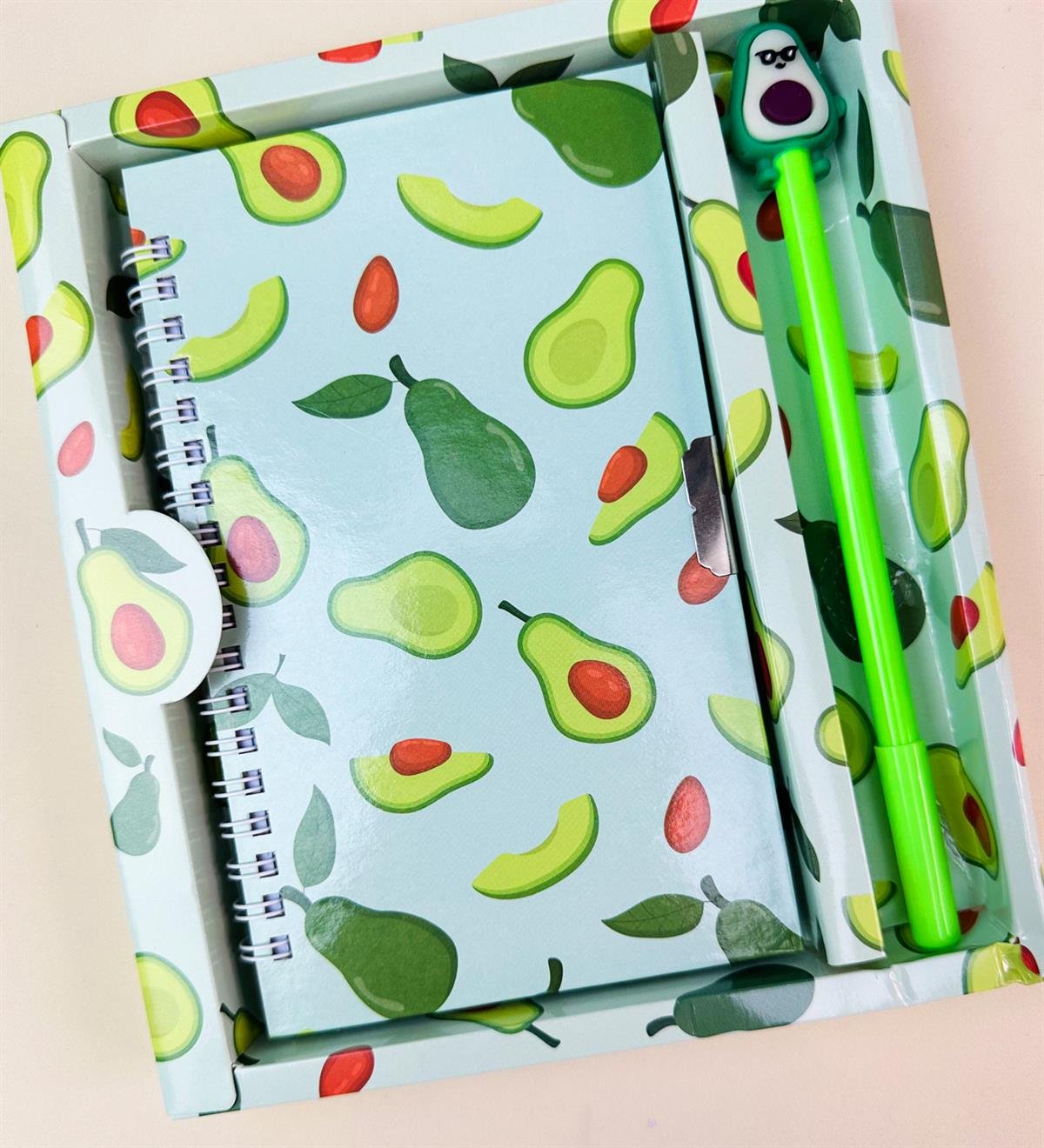 Avokado Tasarımlı Kilitli Günlük Defter Ve Kalem SetgiftmodaBam-108